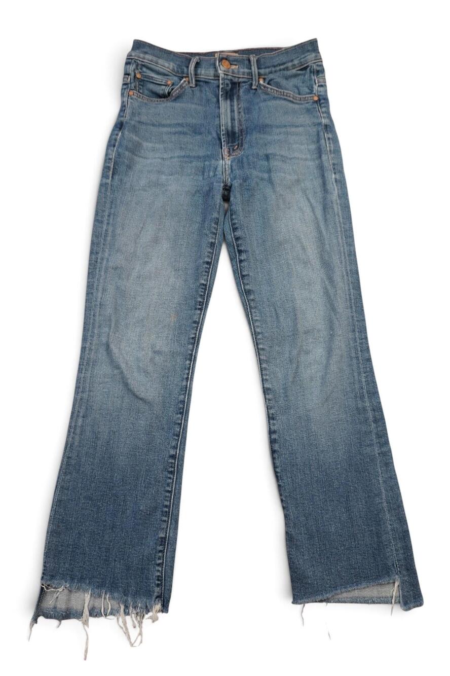 Mother Insider Crop Step Fray Jeans Women 26 Medium Wash Crop Raw Hem Fits 24x25